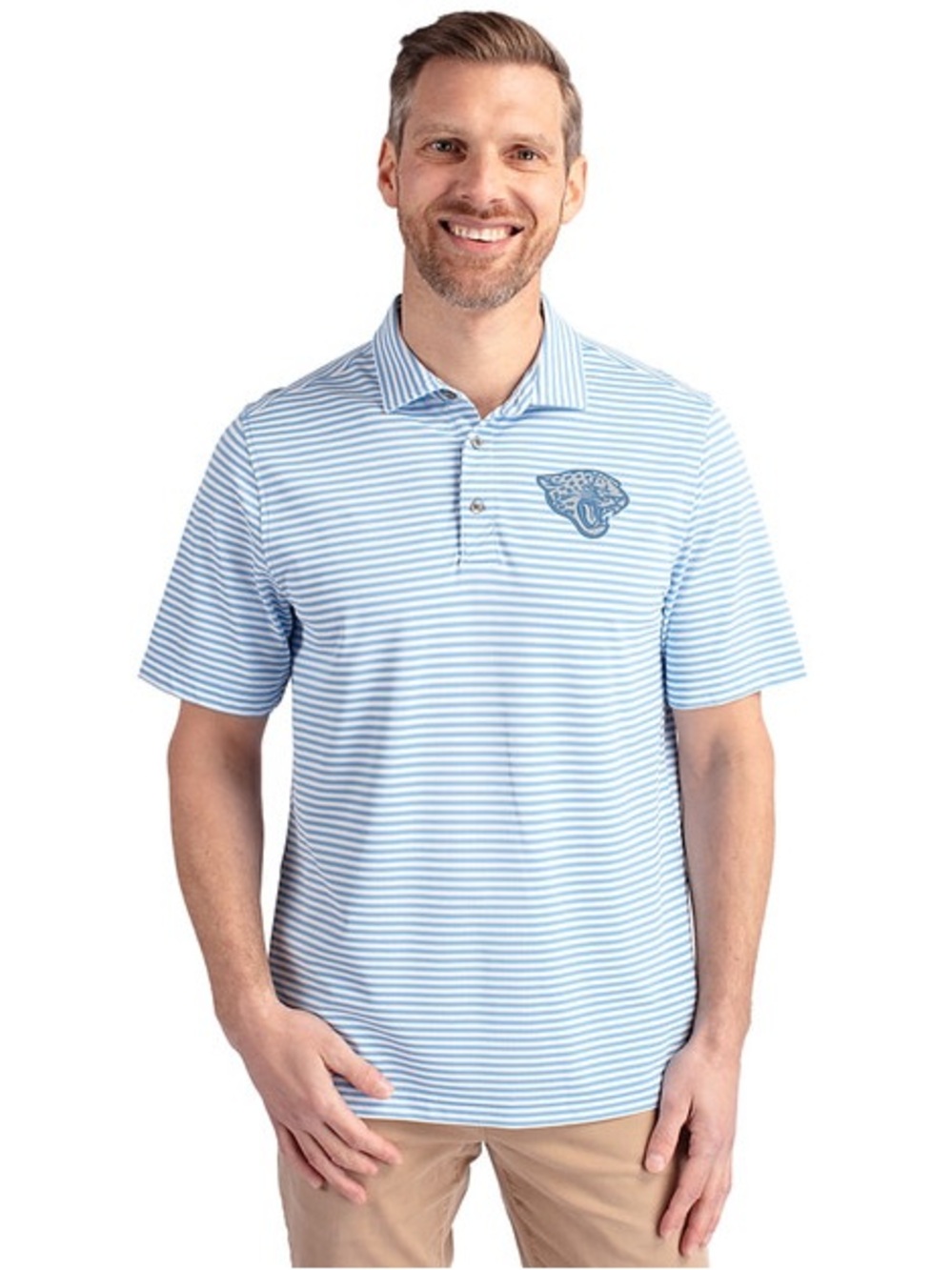 Cutter & Buck Jacksonville Jaguars Blue White Stripe Cotton Polo XL NFL Football